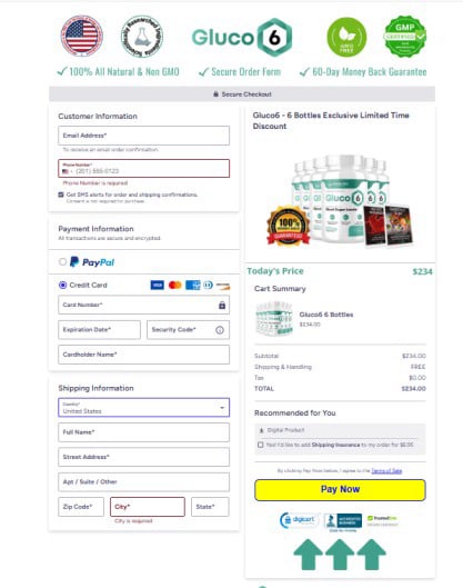 Gluco6 Checkout Page